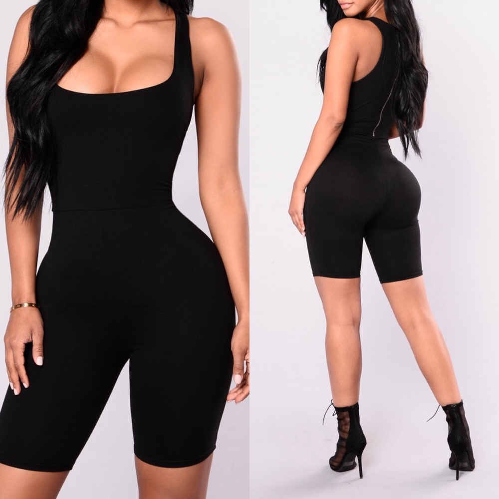Trendy Black Biker Short Romper 🖤